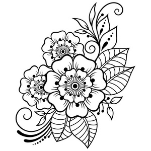 米哈迪花图案, 用于指甲画和纹身。东方风情的装饰, 印第安风格