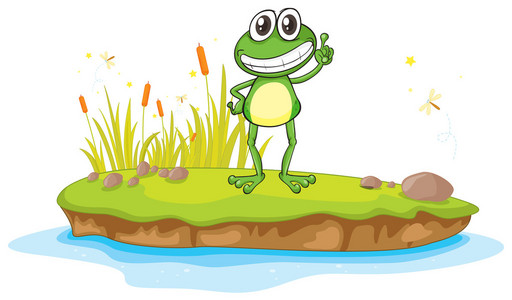 是一只青蛙卡通鳄鱼和青蛙在池塘里卡通青蛙用的伞白色的有嘴的树青蛙