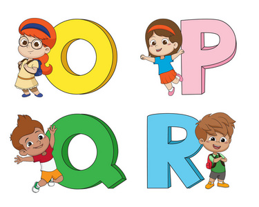 孩子们学习英语字母表。向量和例证