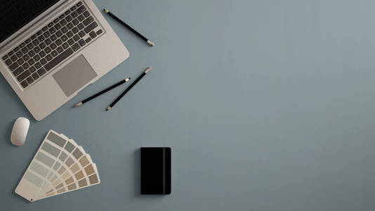 桌台背景时尚极小的办公室桌台.