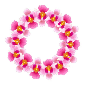 粉红联小姐若阿金阿尔贝托希萨诺兰花花环。新加坡国花。矢量插图