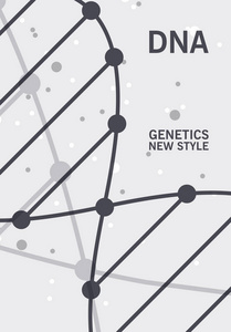 海报小册子传单设计模板向量, Dna 抽象几何背景, 布局在 A4 大小阴影