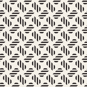 新潮单色斜纹编织格子。抽象的几何背景设计。矢量无缝黑白图案
