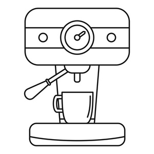 酒吧咖啡机图标, 轮廓样式
