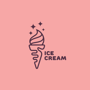 冰淇淋徽标模板设计的轮廓样式。矢量插图