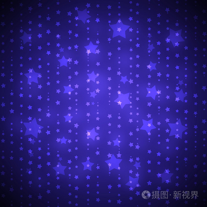 蓝色背景上的抽象星星