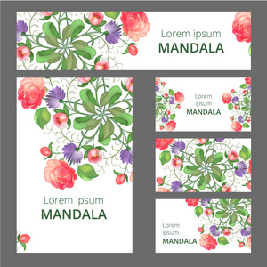 花卉装饰设计模板。可用于名片或小册子横幅书籍封面。矢量插图