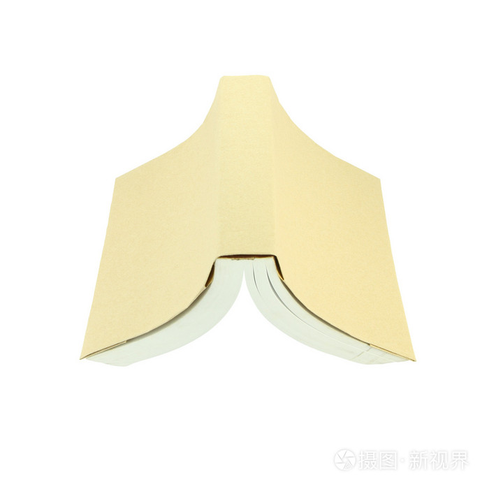 本书棕色掩盖侧倒在白色背景上