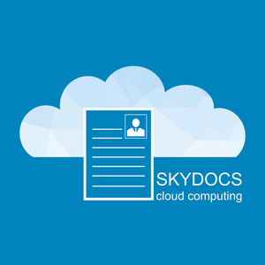 多边形 Skydocs 的云计算技术。抽象矢量图形背景