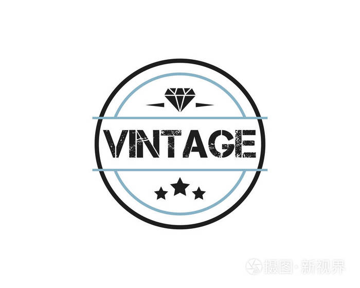 圆形复古标志徽章设计插图老式设计风格设计的服装和标志