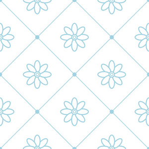 白色背景上的蓝色花卉装饰品。纺织品和墙纸无缝图案