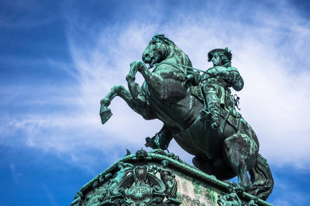 骑士雕像 Heldenplatz 的尤金王子在维也纳的历史雕塑
