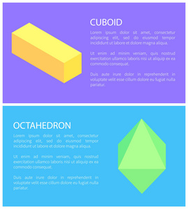 明亮的颜色长方体和八面体模板