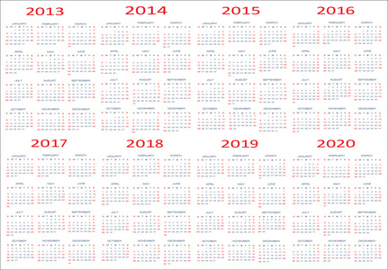 新的一年 2013年 2014年 2015年 2016年 2017年 2018年 2019，2020年日历