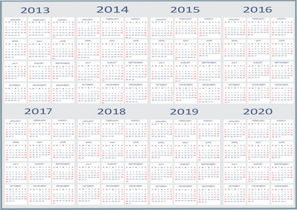 新的一年 2013年 2014年 2015年 2016年 2017年 2018年 2019，2020年日历