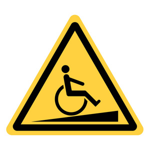 矢量黄三角安全标志与残疾人不可逾越的障碍