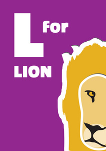 l 为狮子，为孩子们动物字母表的