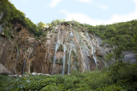 plitvicka jezera 克罗地亚的美丽的森林瀑布