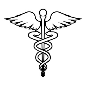 死而复生默丘利健康符号他们好像死而复生的魔杖图标黑颜色插画平面