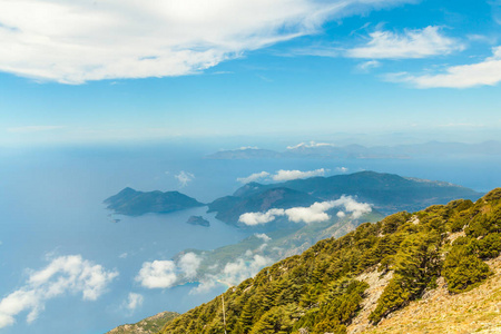 在蝴蝶谷，土耳其海岸的视图