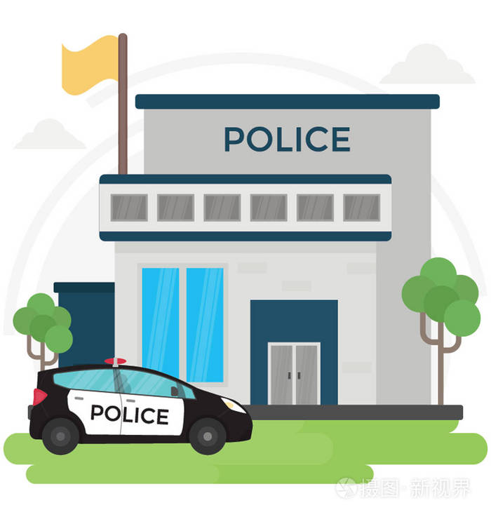 警察局房子卡通图片