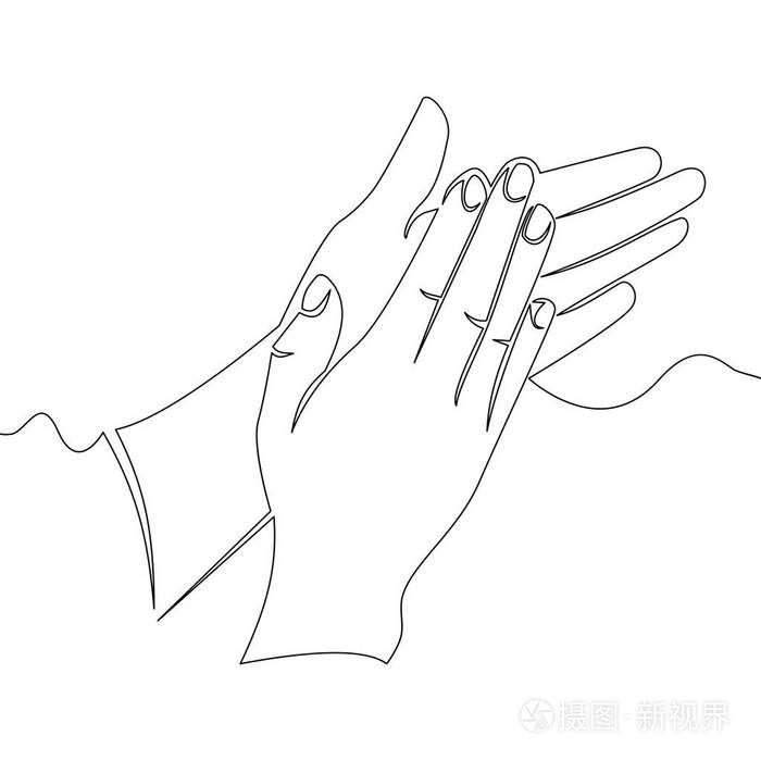 掌声手掌矢量连续线绘制插画-正版商用图片05hdx5-摄图新视界