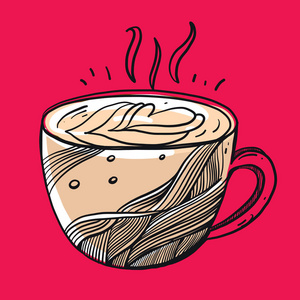 咖啡杯手绘图片-咖啡杯手绘素材-咖啡杯手绘插画-摄图新视界