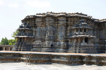 Chennakesava 寺, Belur, 卡纳卡, 印度从西南的看法