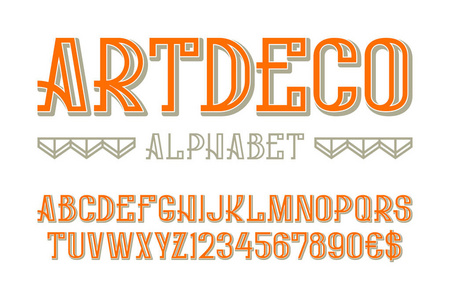 数字和货币符号的 Artdeco 字母表