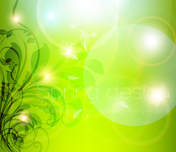 抽象多彩明亮春季或夏季花卉背景与设计的花朵
