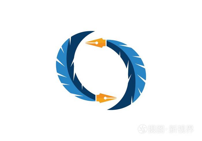 羽毛笔logo模板矢量图