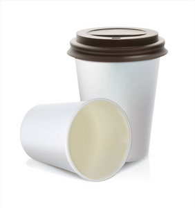 咖啡在塑料或纸板杯子被隔绝在白色媒介例证