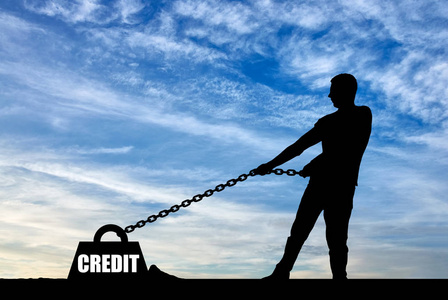 贷款风险高的概念白色背景上的沉重黑色哑铃美丽和有吸引力的加上大小