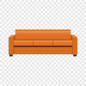 橙色软沙发样机, 逼真风格