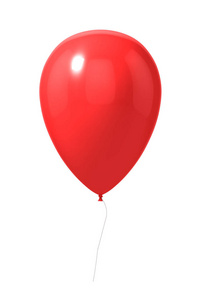 红色气球被隔离在白色。3d 插图