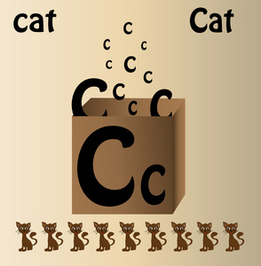 猫和英文字母c 的矢量图