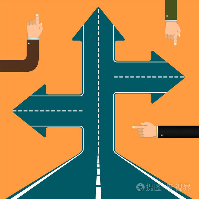 人的手指指点方向箭头在道路上股票矢量图