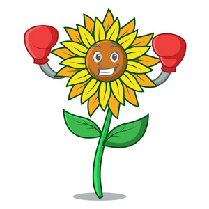拳击向日葵人物卡通风格