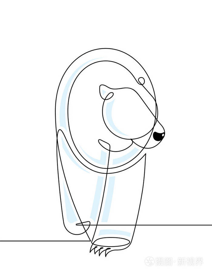 北极熊连续线矢量图解
