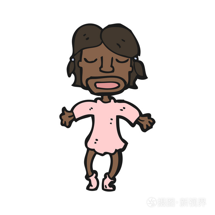 丑陋的黑发女孩卡通