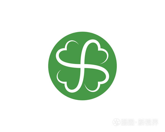 绿色三叶草叶标志模板设计矢量