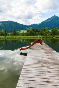 Walchsee 湖在夏天天, 奥地利蒂罗尔