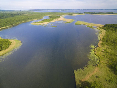 Kirsajty 湖区美丽景观鸟瞰图, 下 Mamry 湖, Mazury, 波兰