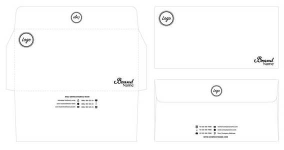 带刀模切线 eps10 的白色信封模板样机照片