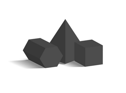方形金字塔五棱镜立方体3d 形状照片