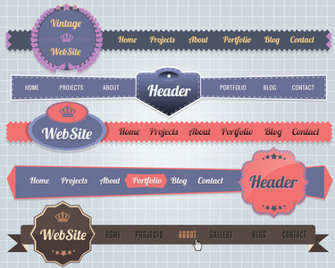 web 元素矢量标头  导航模板集