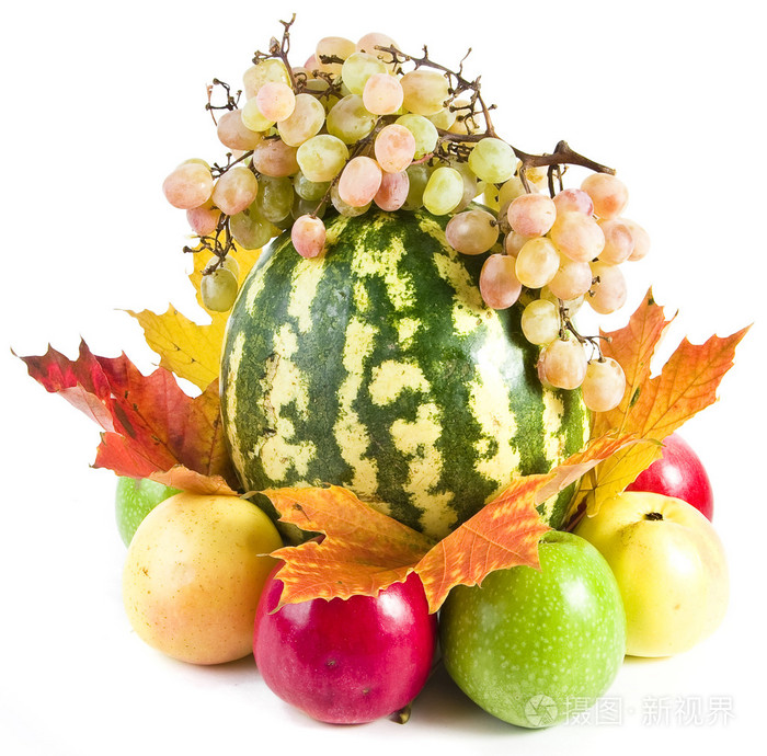 组成的西瓜葡萄秋天的树叶