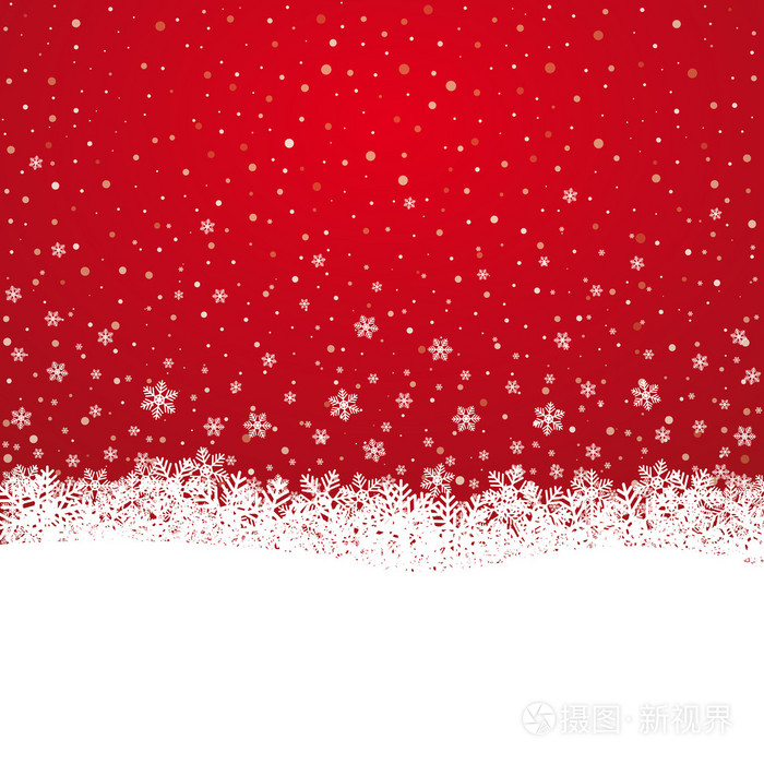 秋天雪花雪星星红白色背景