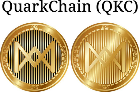一套实物金币 Quarkchain Qkc, 数字 cryptocurrency。Quarkchain Qkc 图标集。