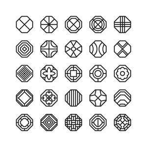 饰品路面八角形几何矢量图标, 装饰品照片